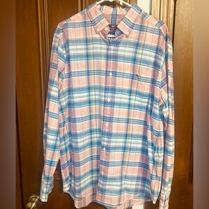 Vineyard Vines Men’s LS Classic Fit Tucker Shirt, Large, Blue/Pink Plaid
